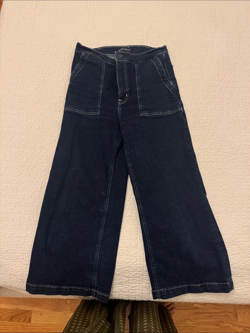 J. Crew Factory Navy Wide-Leg Patch Pocket Jeans